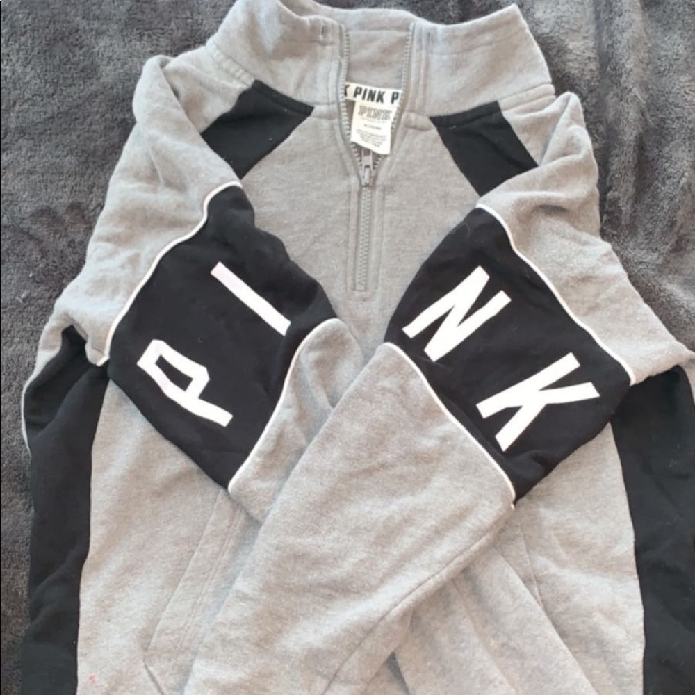 VSPink grey 3/4 zip jacket.
